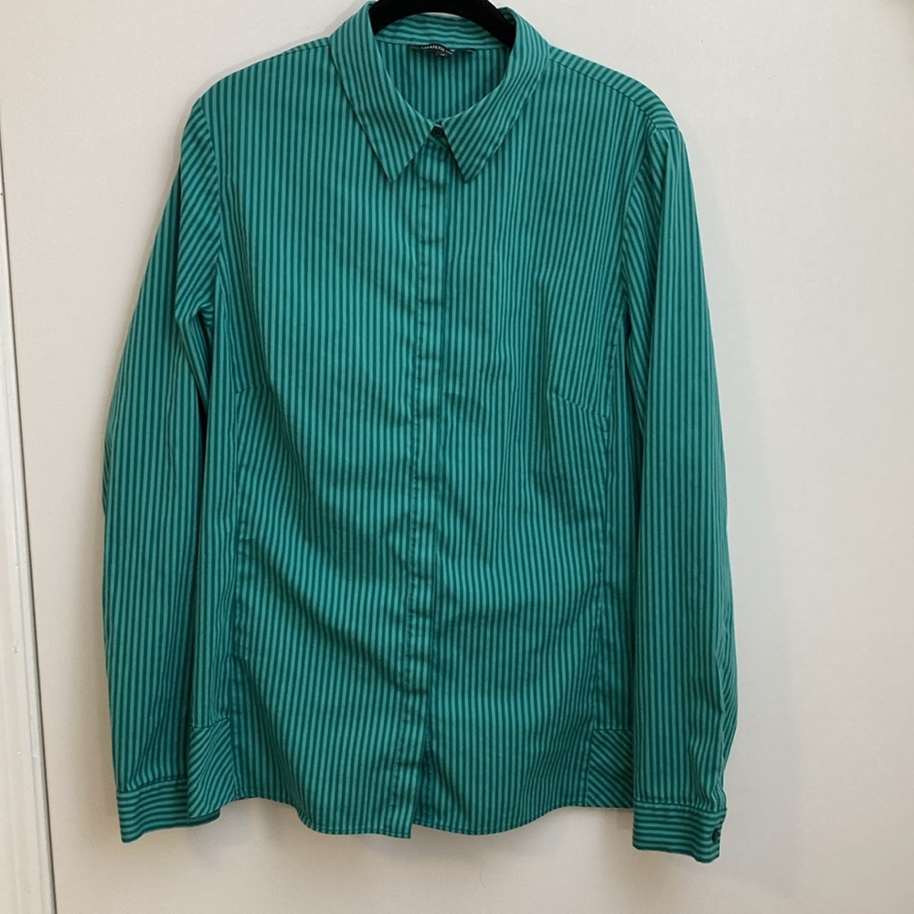Lafayette 148 New York Teal Striped Top 14